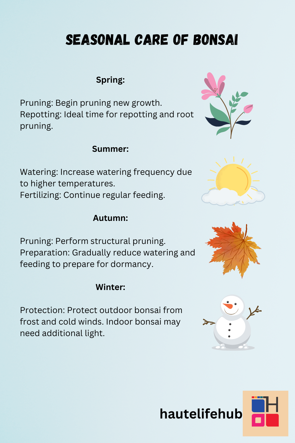 Seasonal Care of bonsai gardening guide 