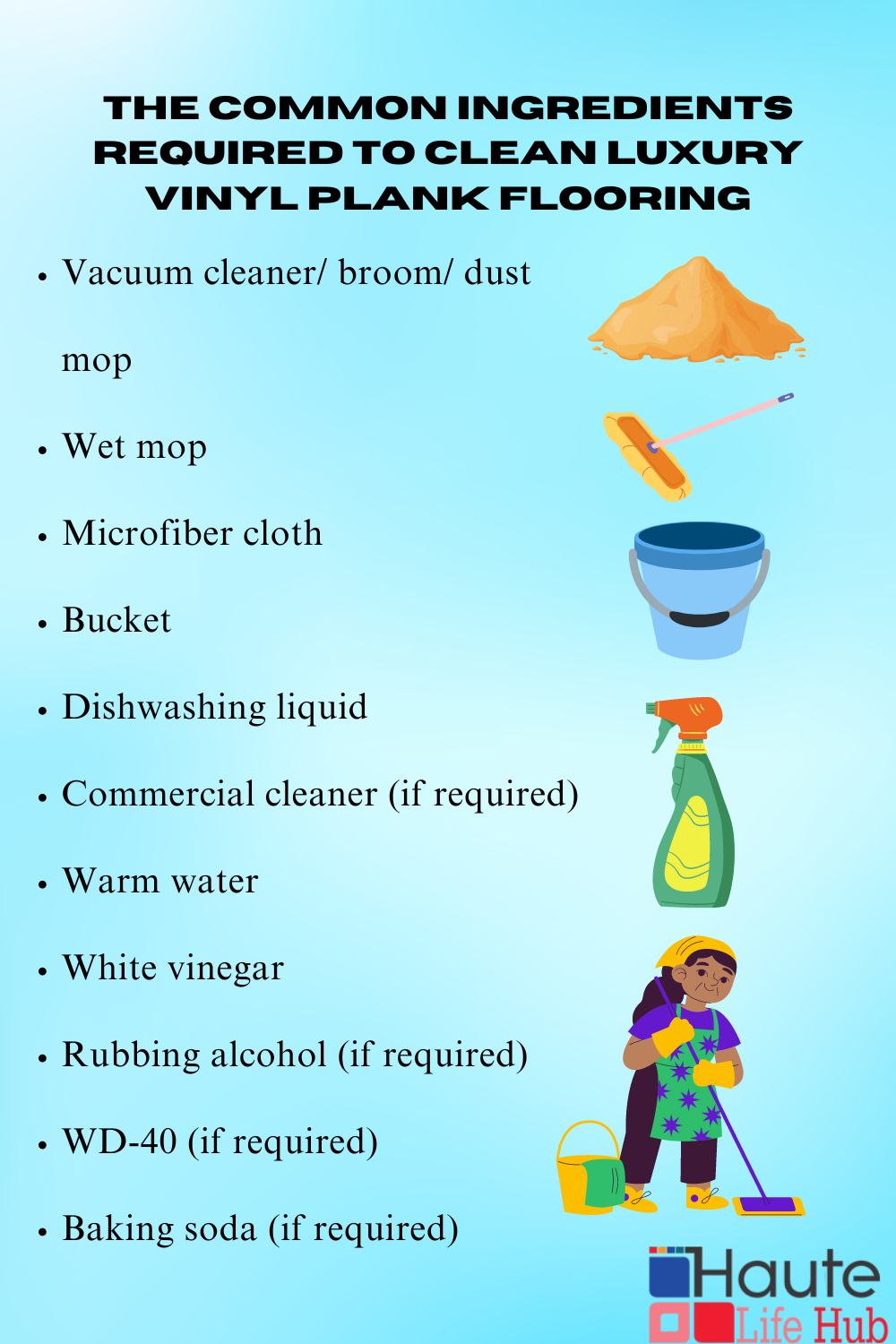 The common ingredients required to clean luxury vinyl plank flooring